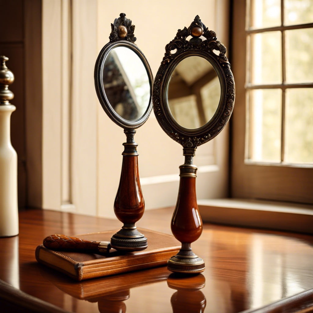 unique ways to display vintage hand held mirrors