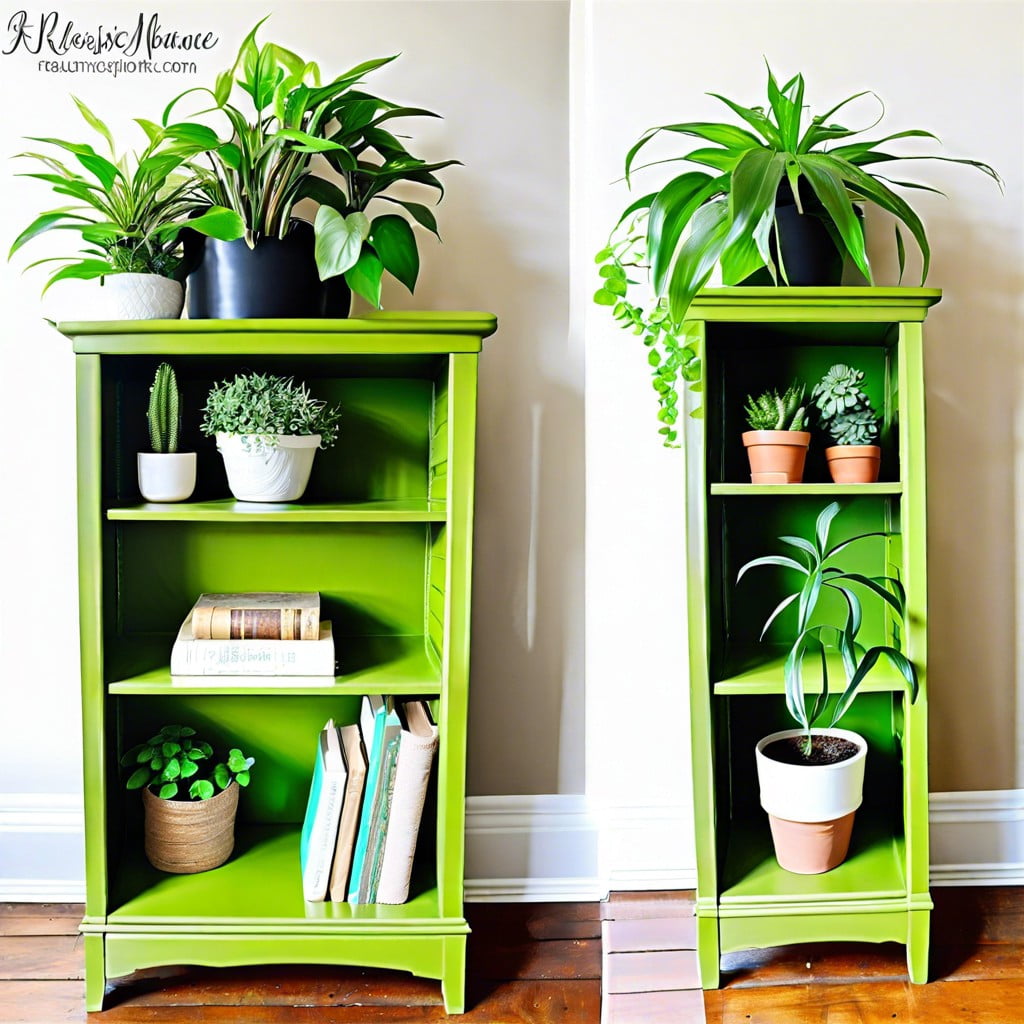 upcycled bookcase plant stand