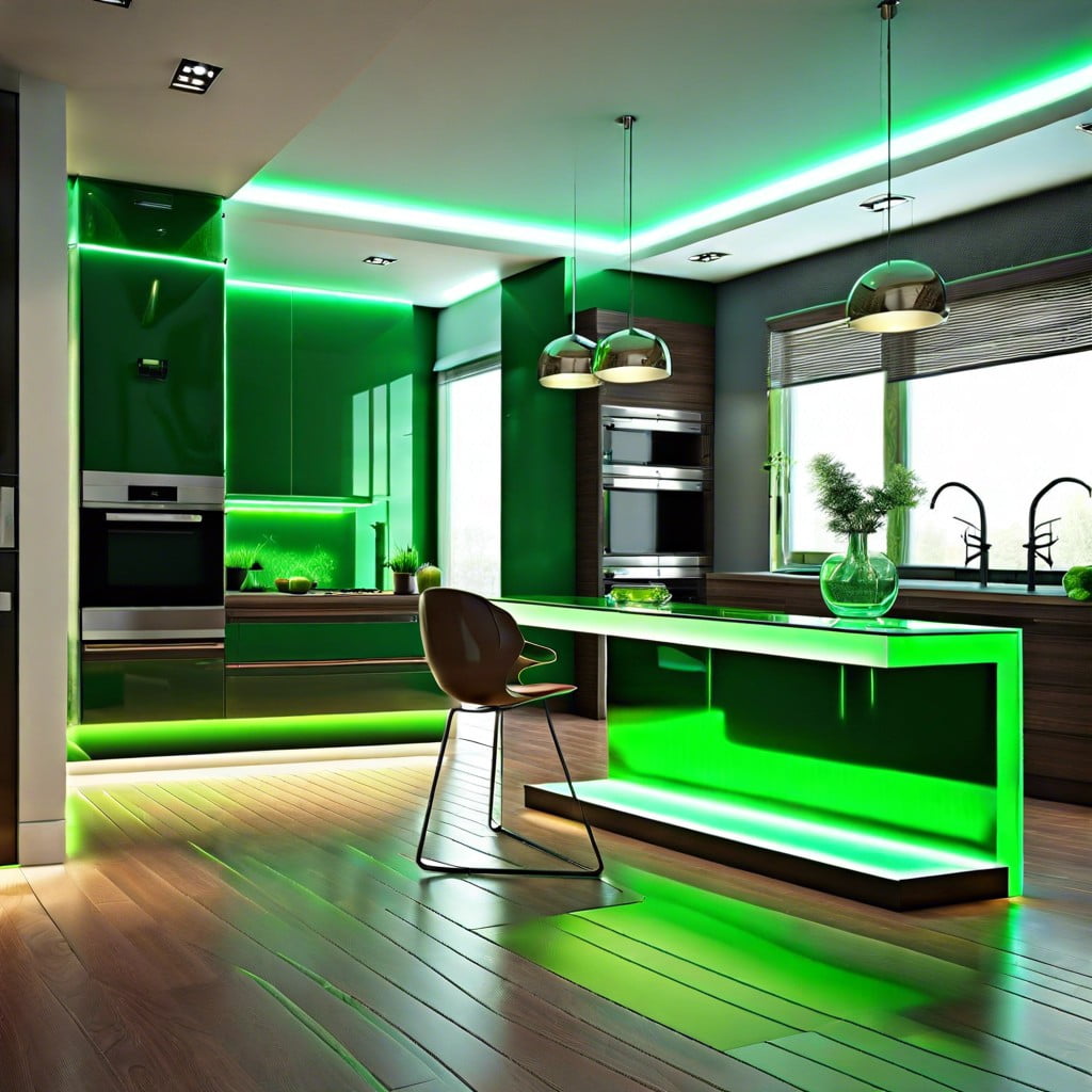 using green glowing glass in interior design