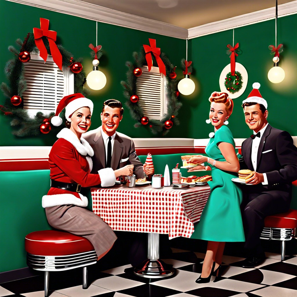1950s diner christmas party cards