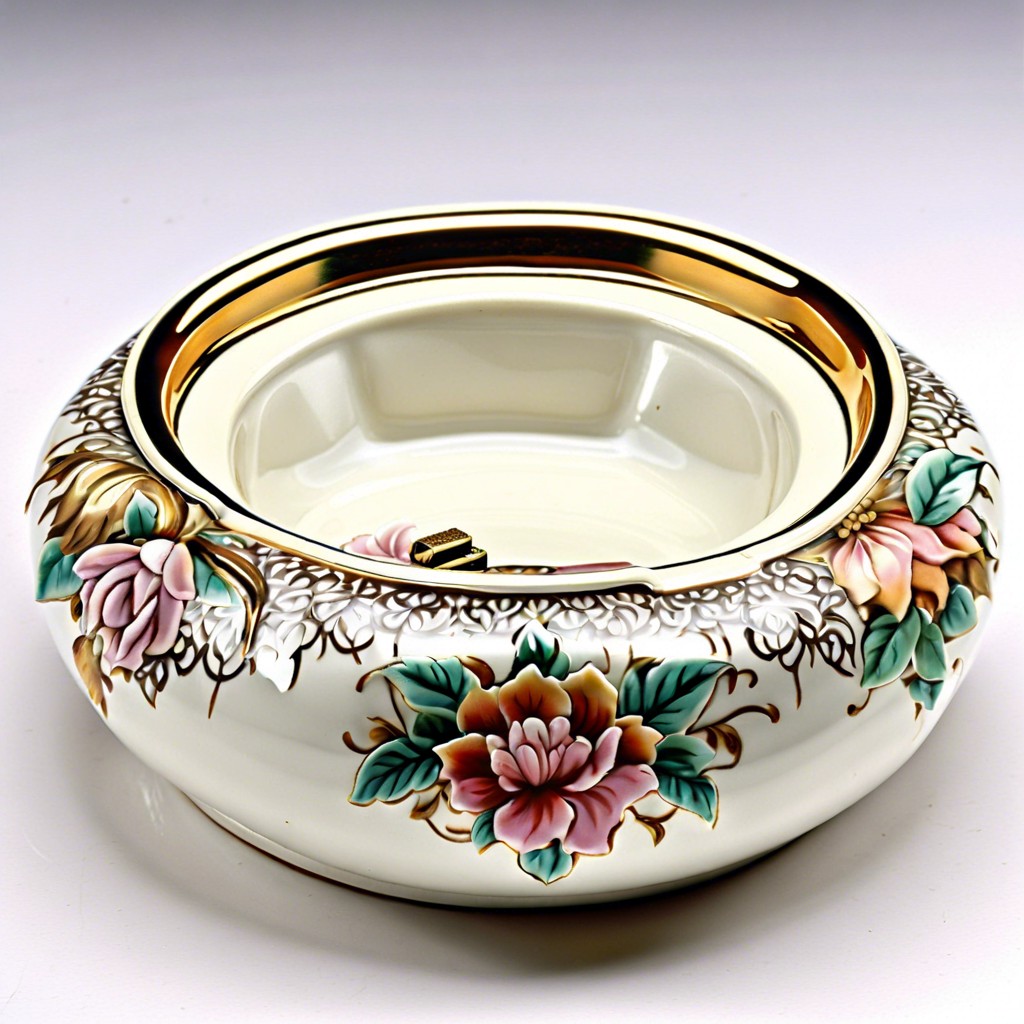 antique porcelain ashtrays with floral designs