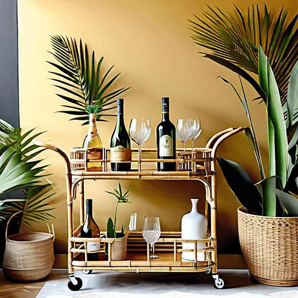 bamboo and rattan tropical style cart