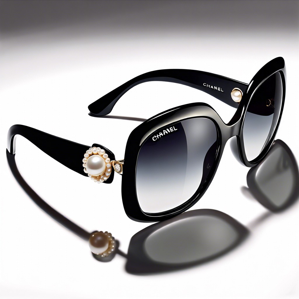 classic black chanel sunglasses with pearl embellishments