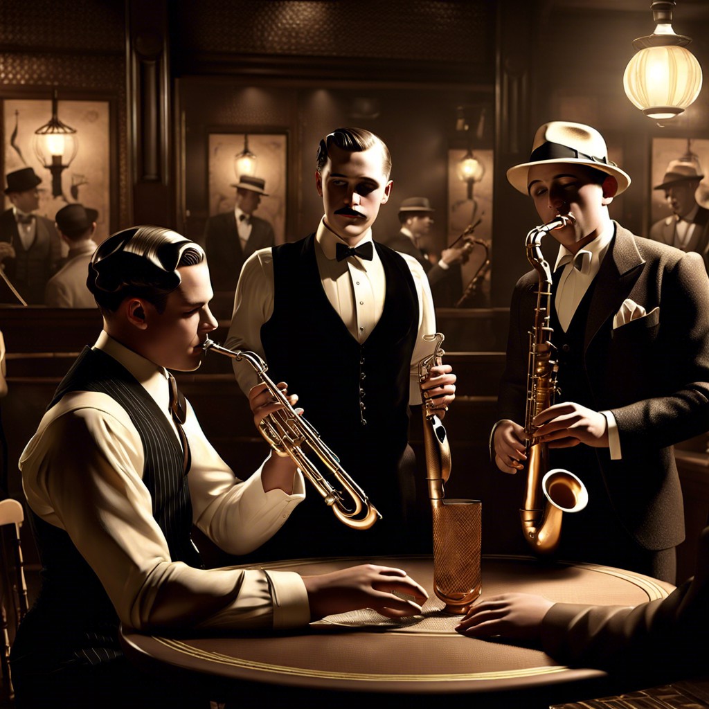 jazz age musicians in a speakeasy