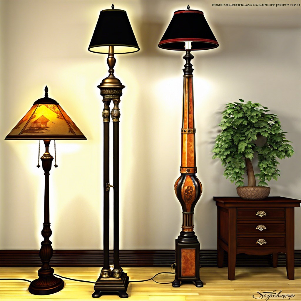 materials used in antique floor lamps