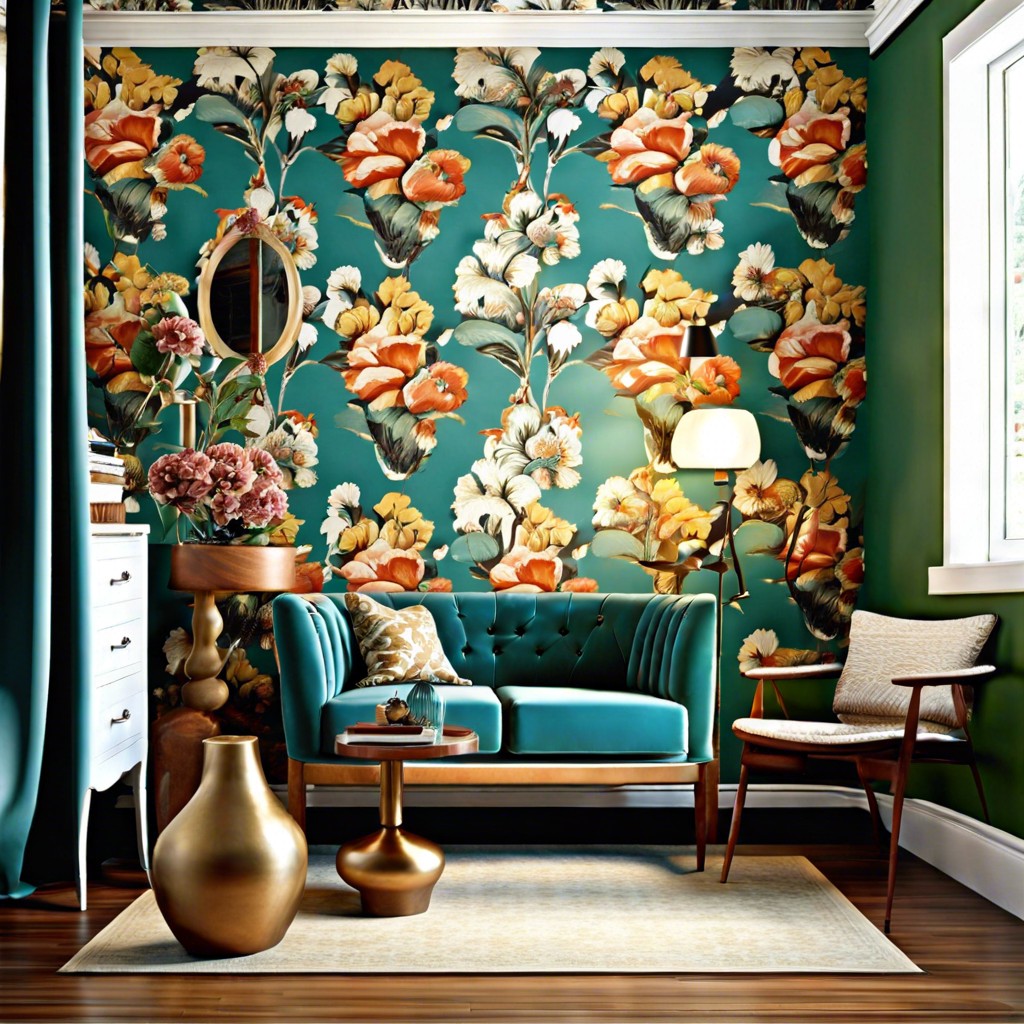 mixing vintage and contemporary wallpaper in one space