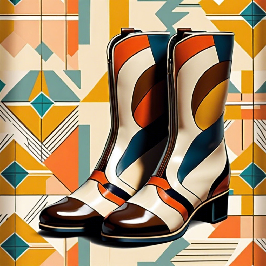 mod boots with geometric patterns from the 60s