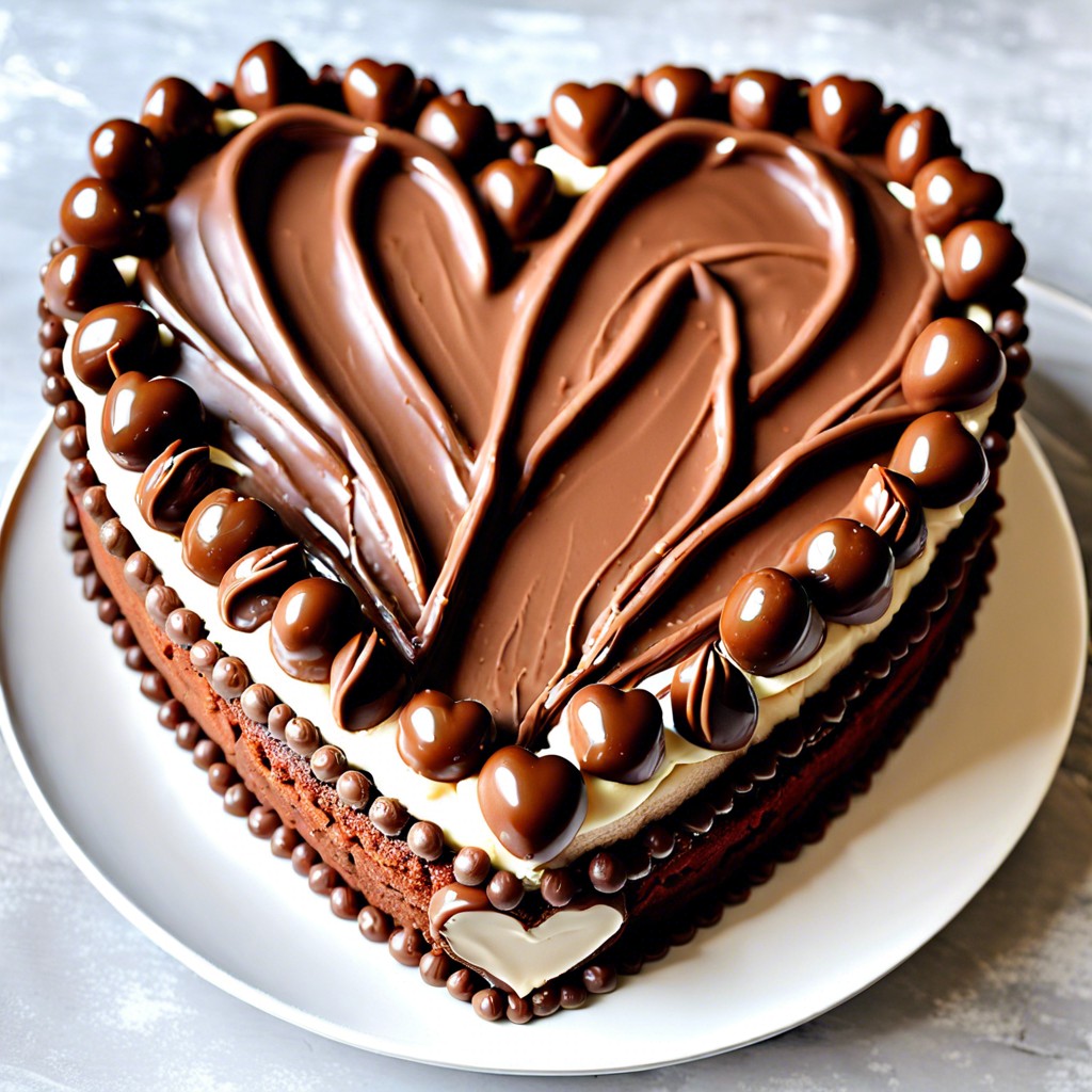 nutella heart cake with hazelnut buttercream