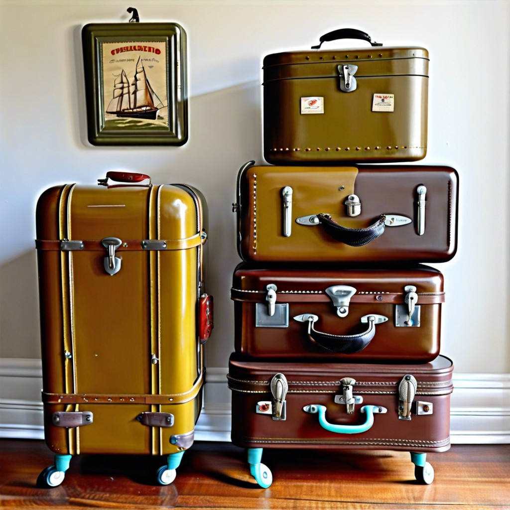 old metal suitcases as quirky medicine cabinets