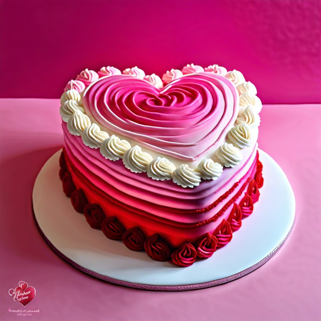 ombre heart cake with shades of pink and white