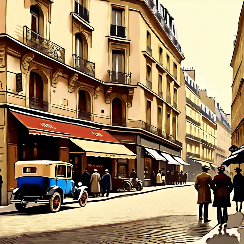 parisian street scene in the 1920s