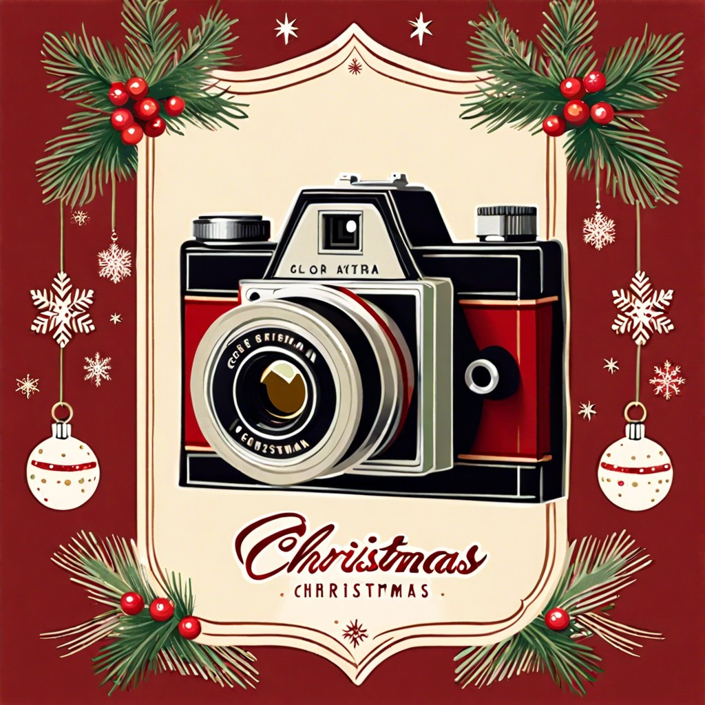 retro film camera christmas snapshot cards