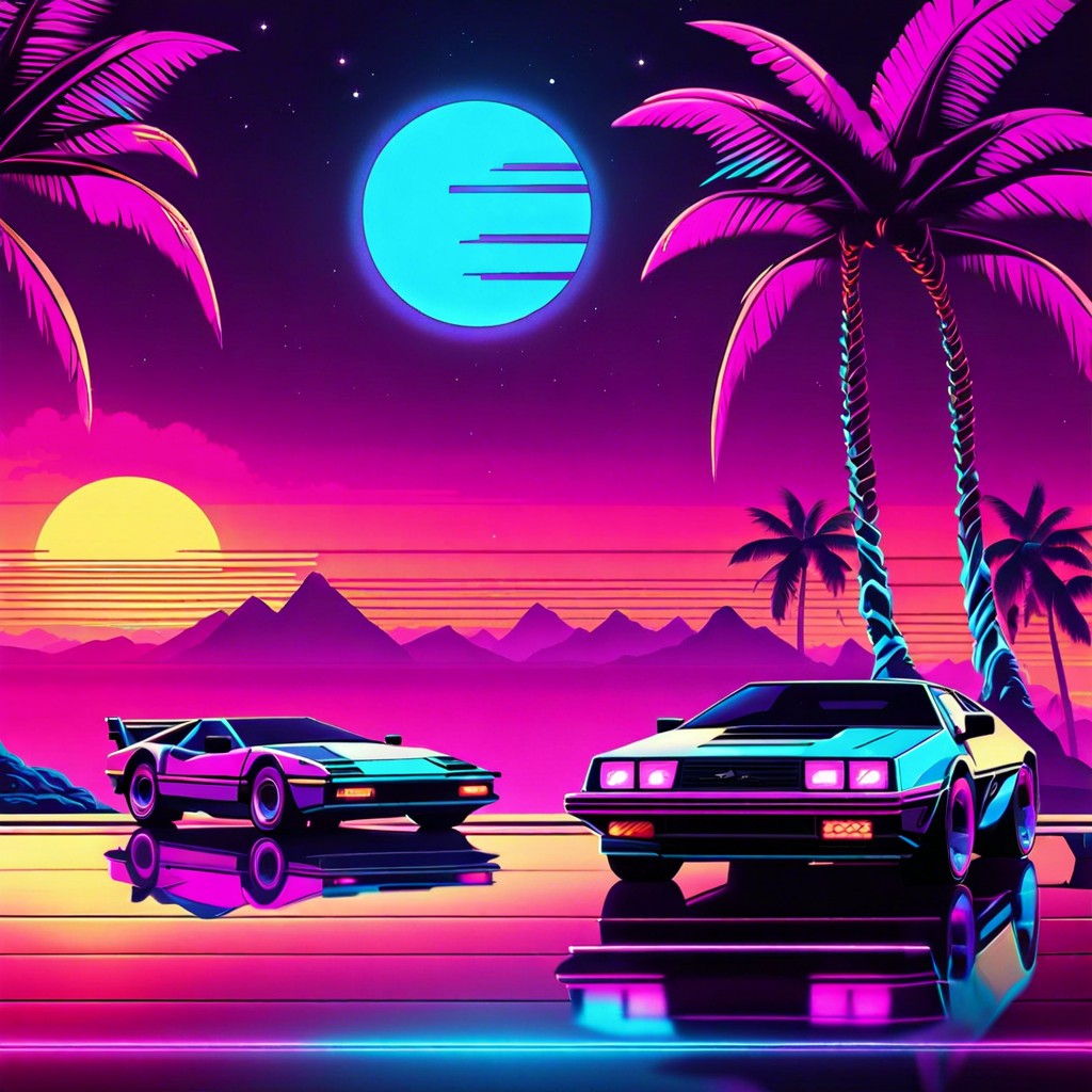retro futuristic 80s synthwave art wallpapers