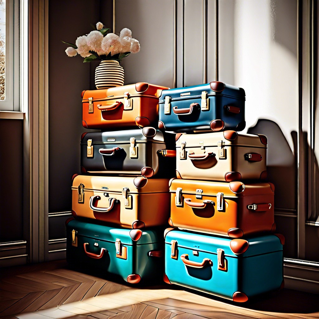 retro samsonite suitcases as stackable side tables