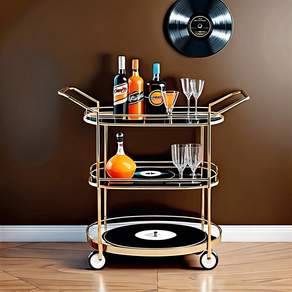 retro themed cart with vinyl record accents