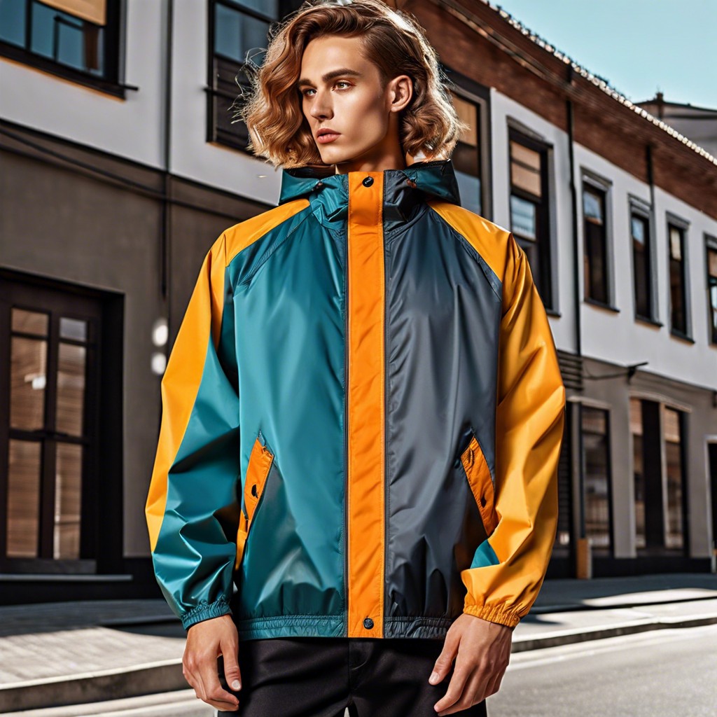 reversible windbreaker with contrasting colors