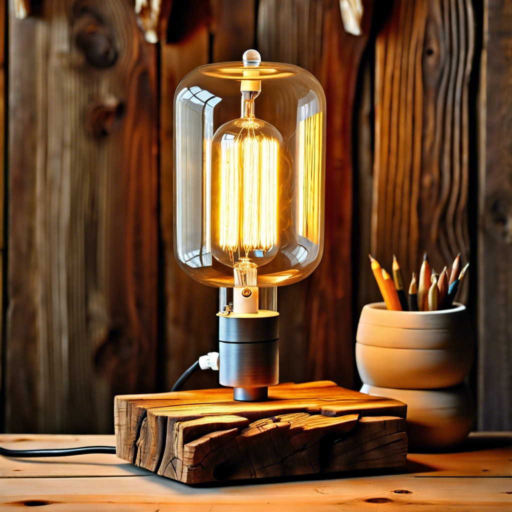 rustic barn wood lamp
