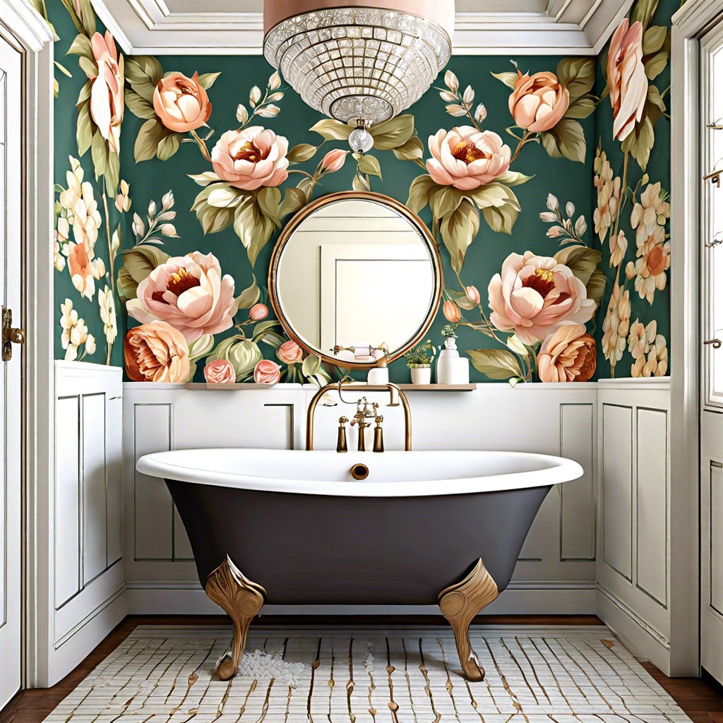 the charm of vintage floral wallpapers in bathrooms