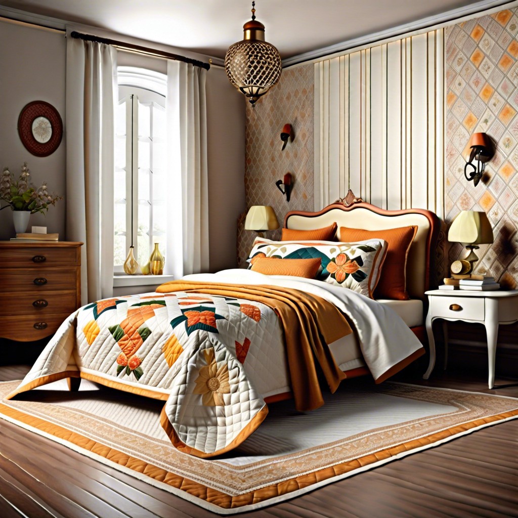 use a quilted bedspread with traditional patterns