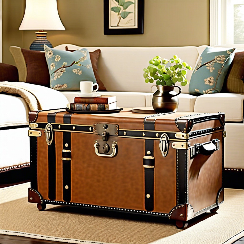 use a steamer trunk as a coffee table or at the foot of the bed