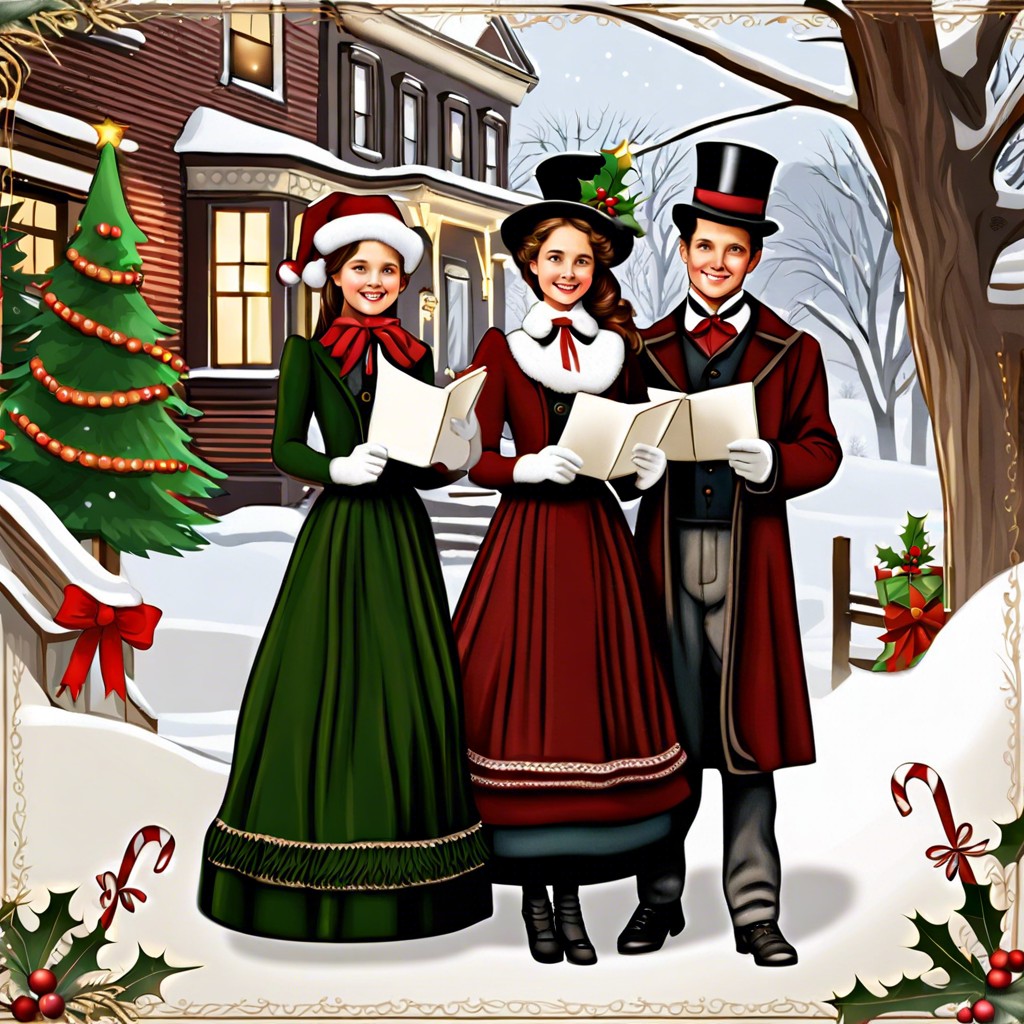 victorian christmas carolers cards