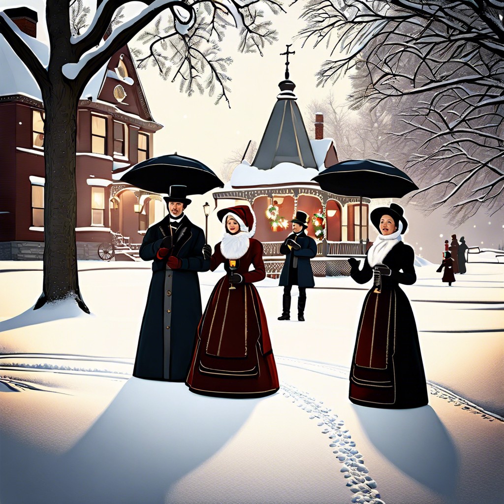 victorian christmas scenes with carolers