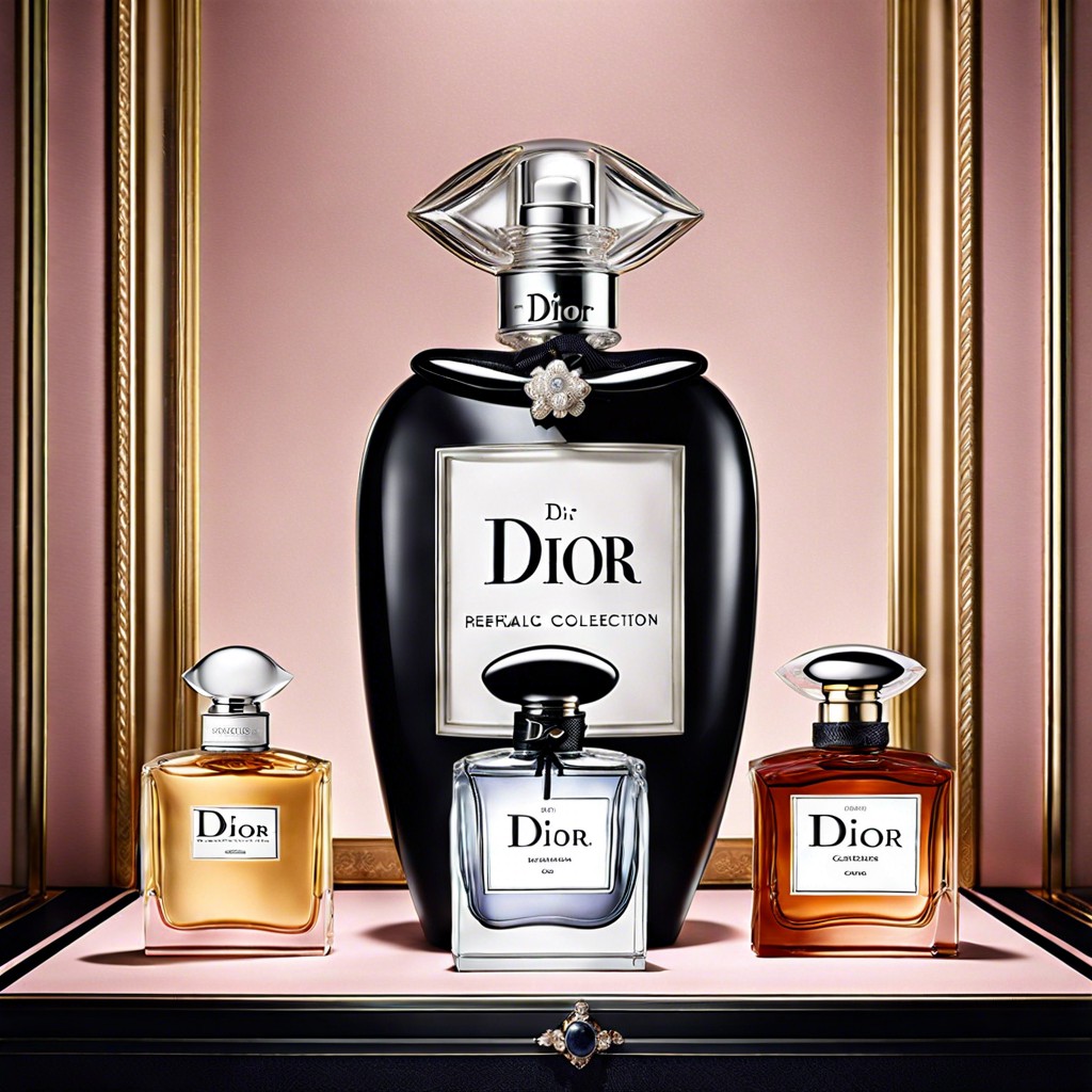 vintage dior perfume collection display