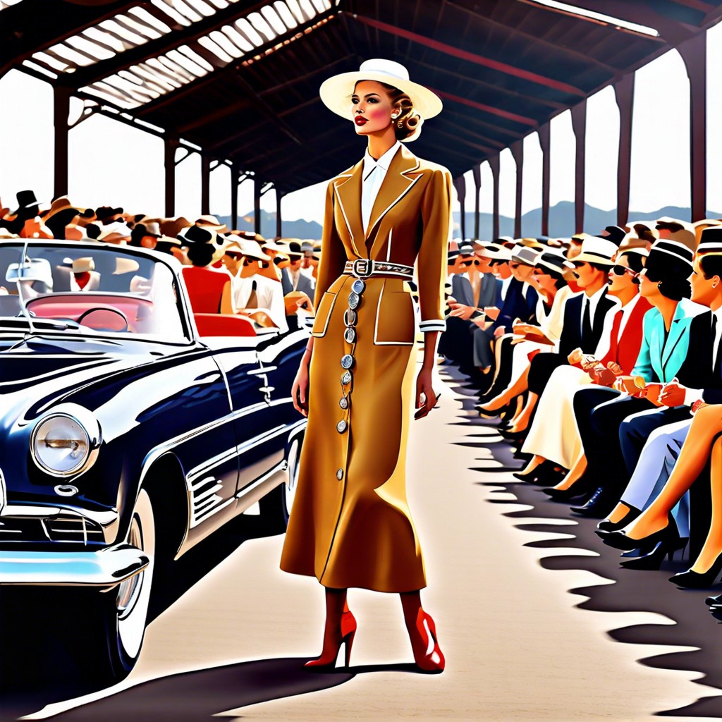vintage fashion show alongside car show