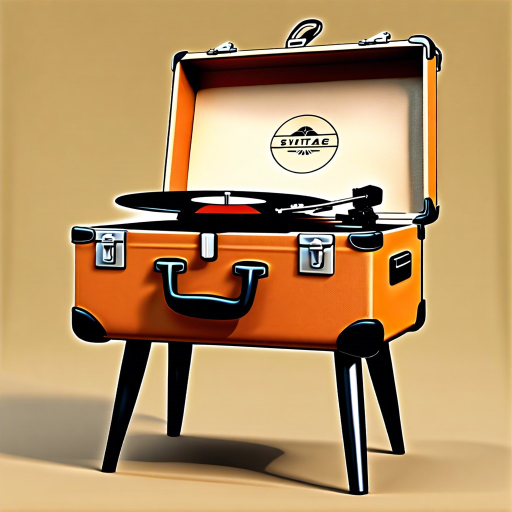 vintage suitcase record stand