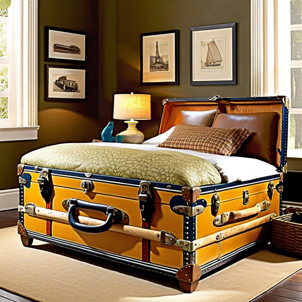 vintage travel trunks as under bed storage