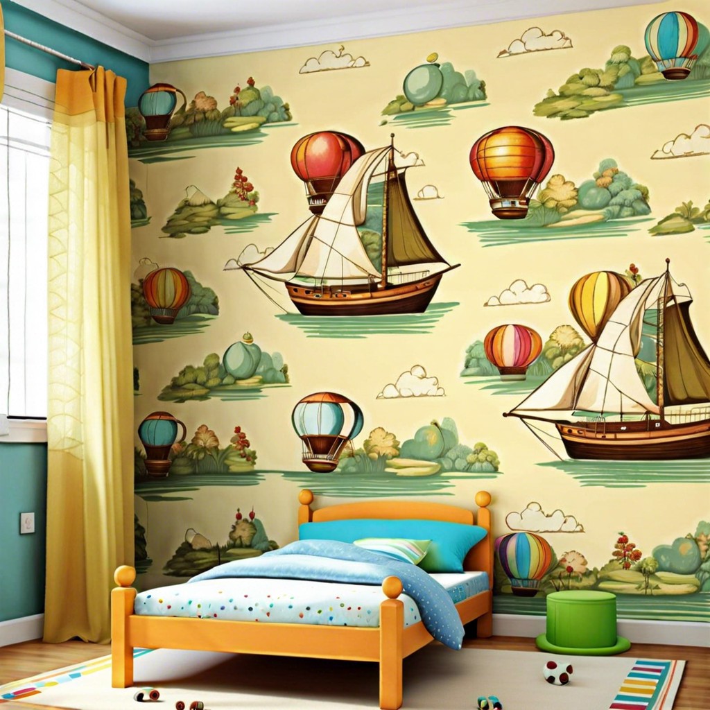 vintage wallpaper in childrens room decor