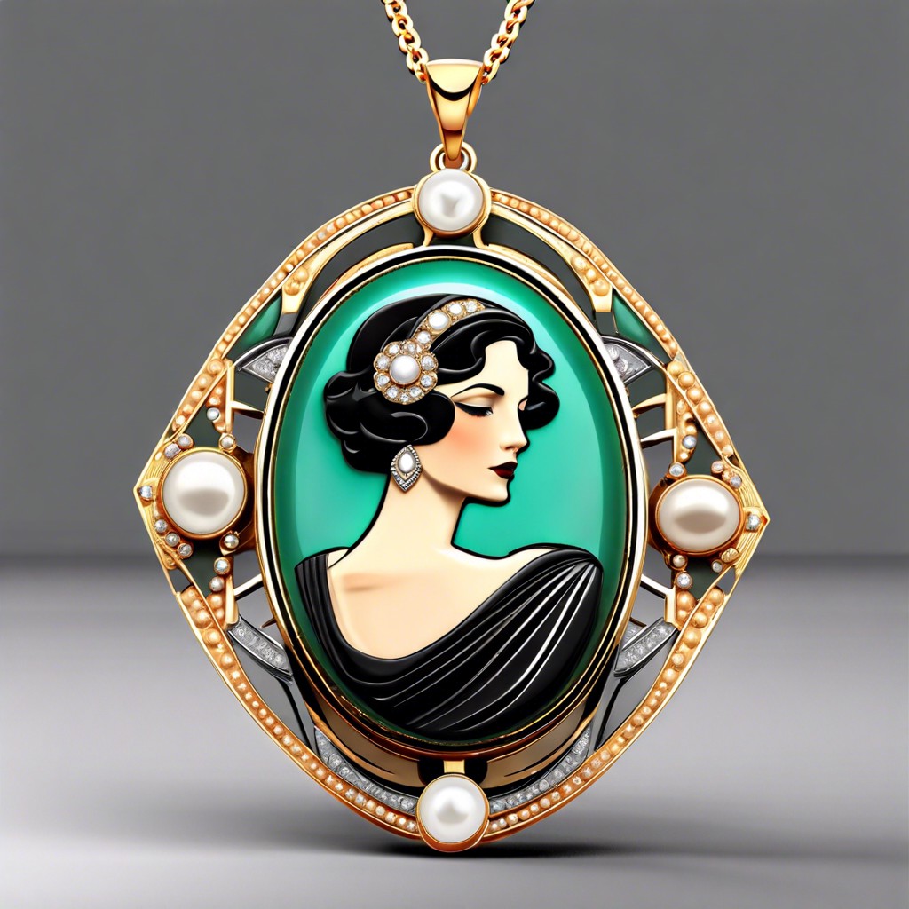 art deco cameo necklace