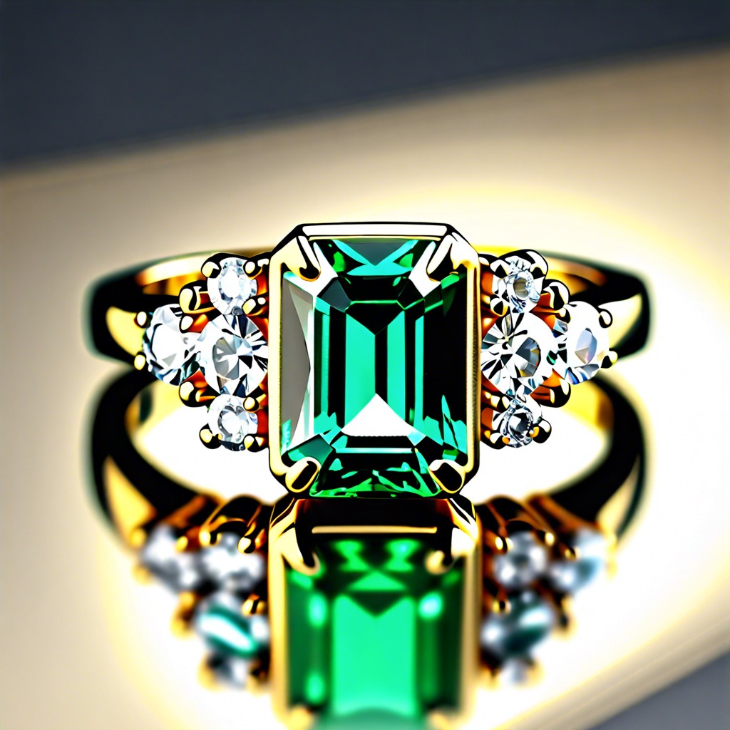 emerald and diamond in a stepped design