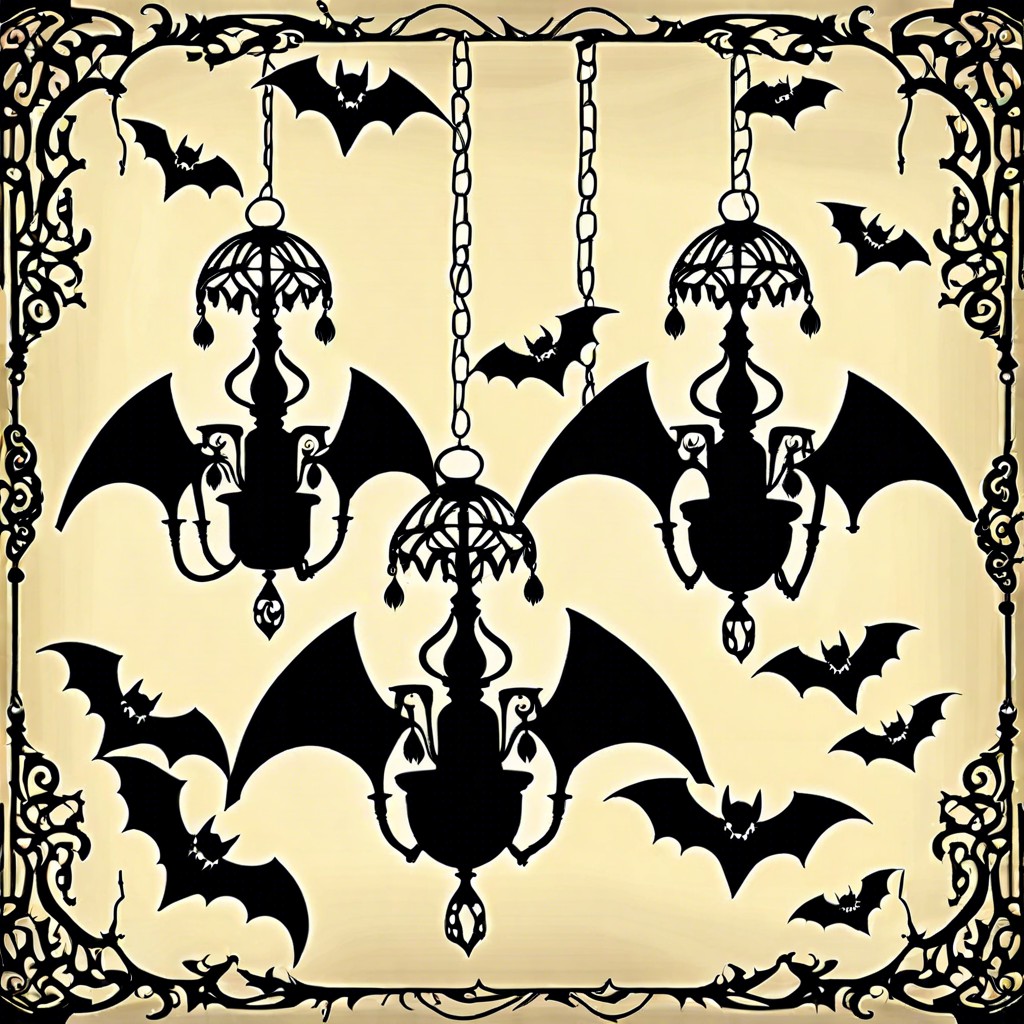 gothic chandeliers with bats hanging
