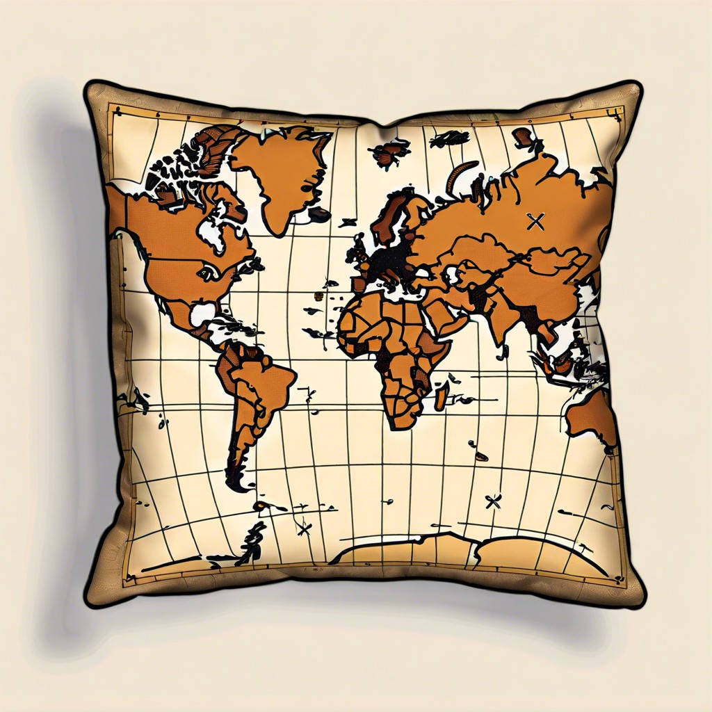 map printed throw pillows