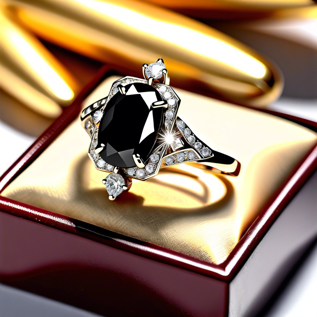 onyx and diamond mix in a bold setting