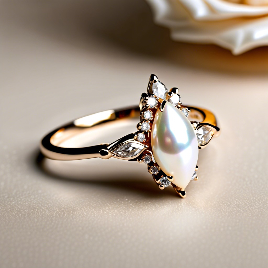 pearl and diamond with a marquise shape
