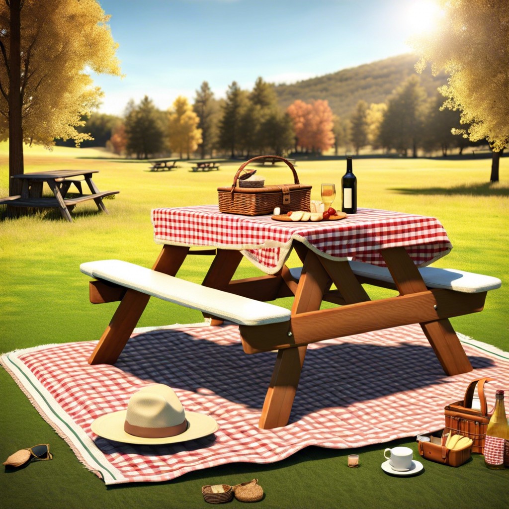 retro picnic areas with vintage blankets and baskets