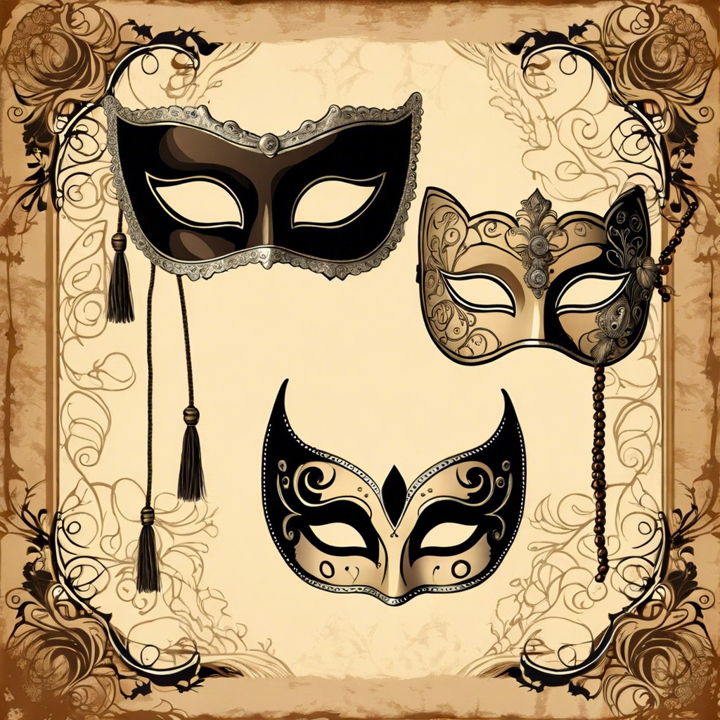 sepia toned masquerade masks with eerie designs