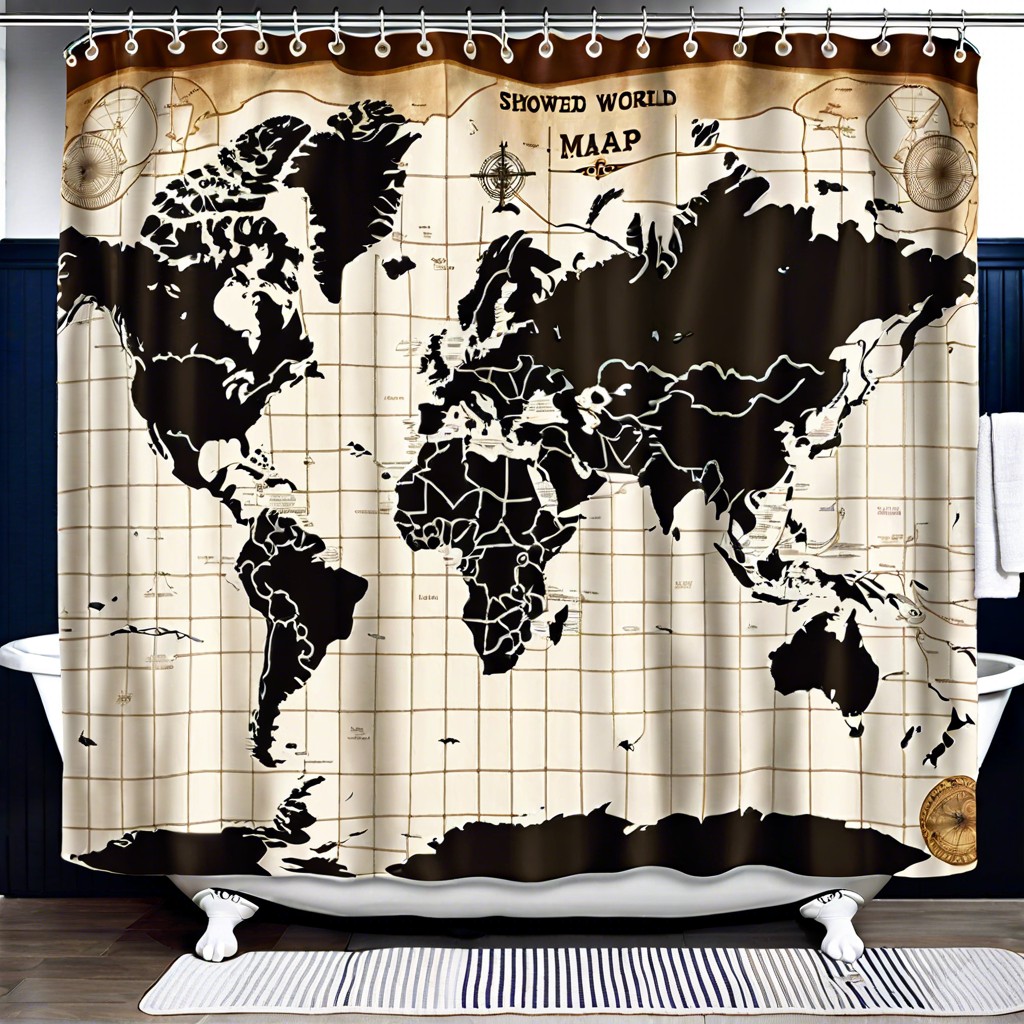 world map shower curtain