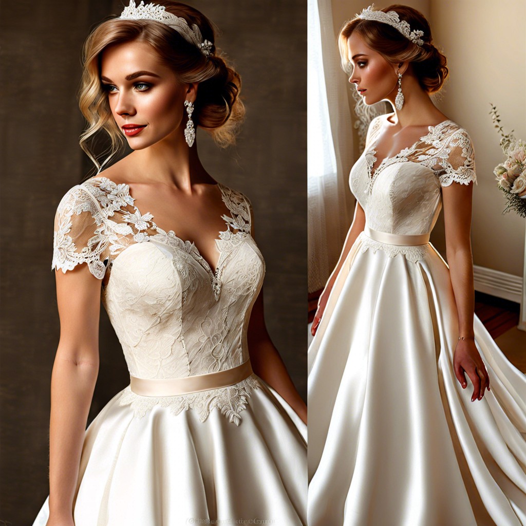 lace bodice and satin skirt