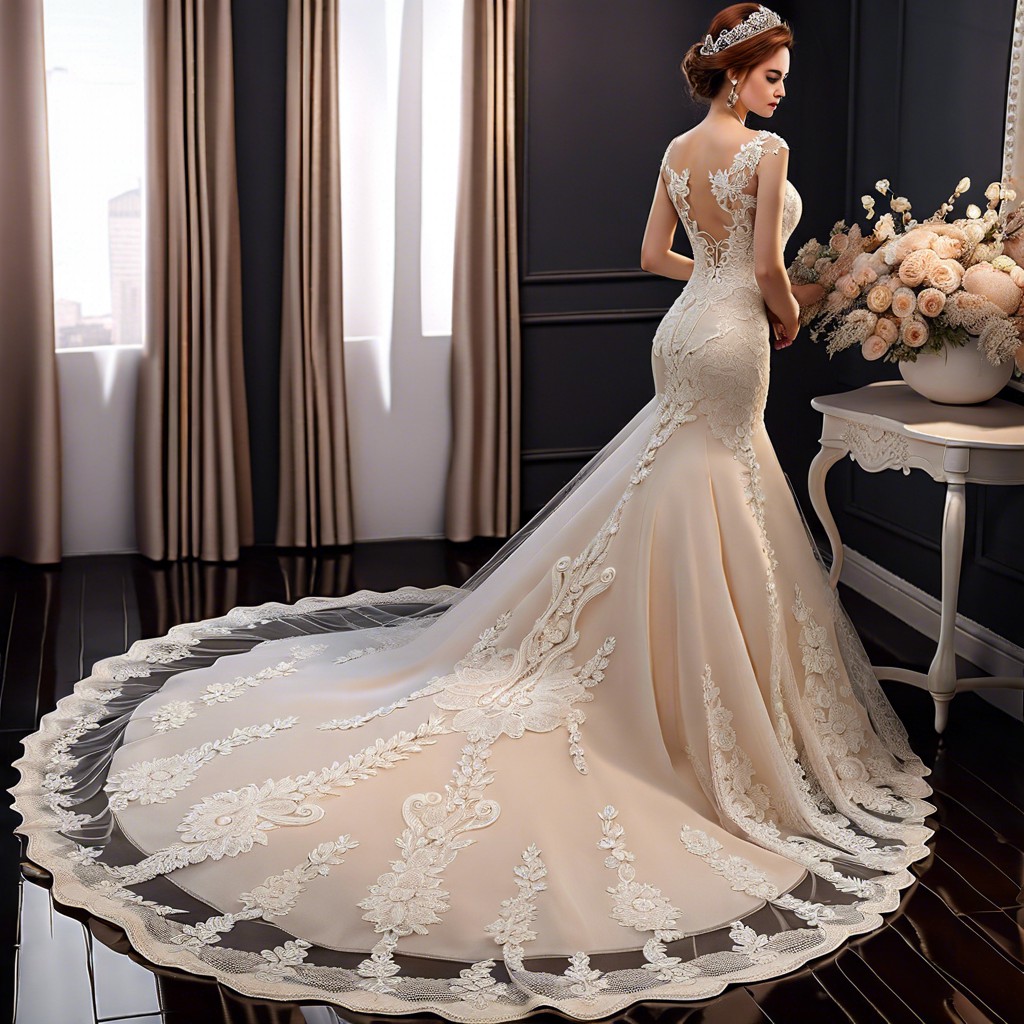 mermaid gown with lace train